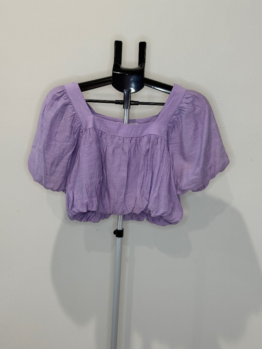 Mustard Seed Lavender Purple Puff Sleeve Crop Top Square Neck Size Small
